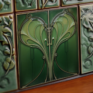 Carreau Green Heart Backsplash Repro Art Nouveau