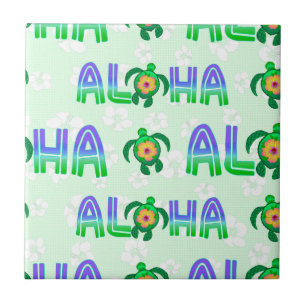 Carreau Green Purple Aloha Hawaiian Tropical Turtle