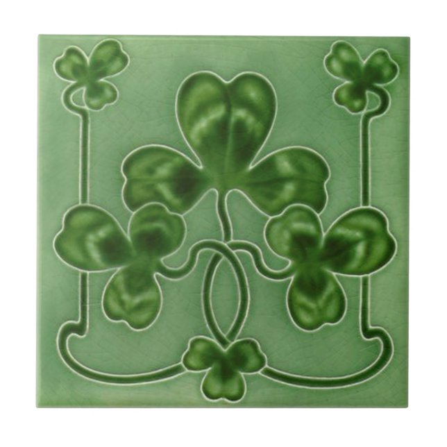 Carreau Green Shamrocks Irish Art Nouveau Repro Design (Devant)