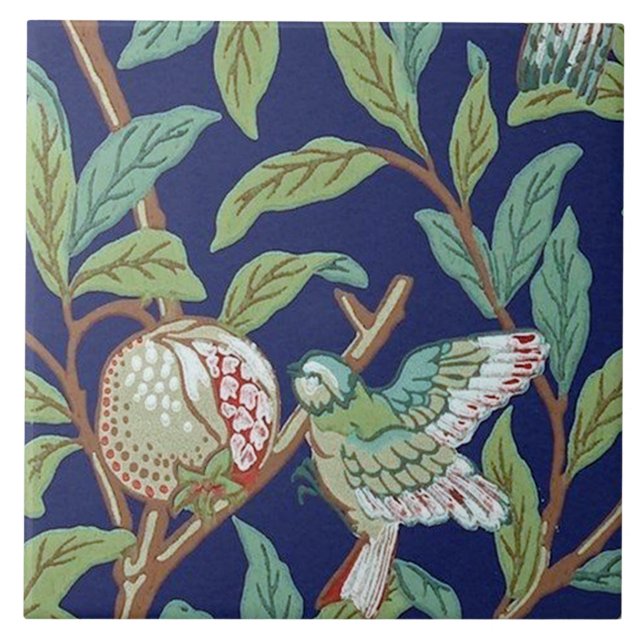Carreau Grenade et petit oiseau, William Morris (Devant)