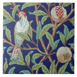 Carreau Grenade et petit oiseau, William Morris