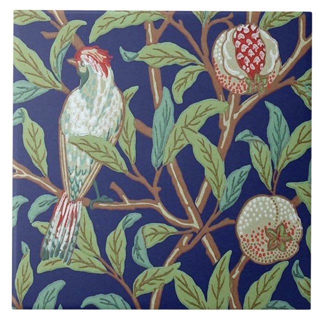 Carreau Grenade et petit oiseau, William Morris (Devant)