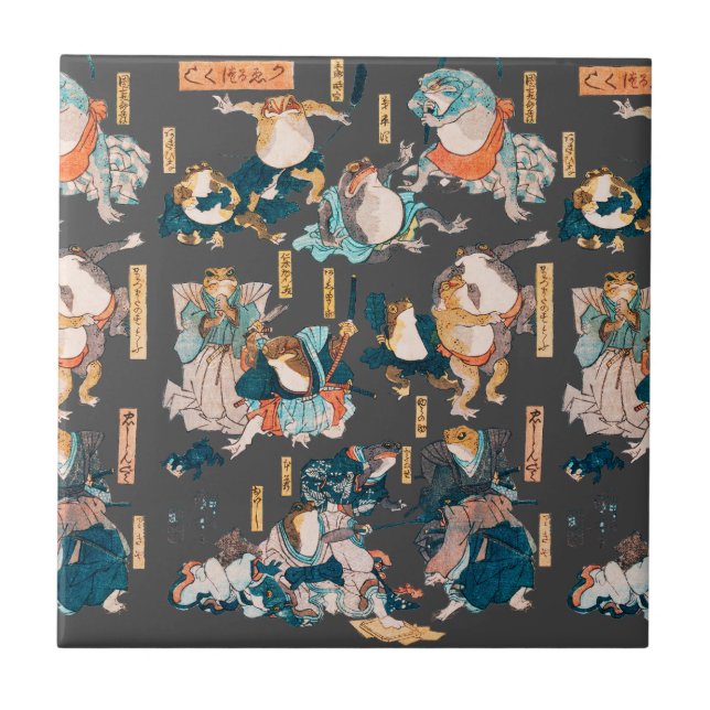 Carreau Grenouille japonaise ukiyo-e Froggies (Devant)