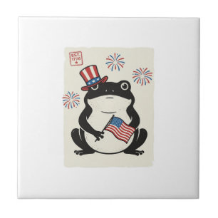 Carreau Grenouille patriotique gravure vintage vector art_