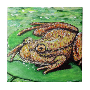 Carreau Grenouille sur une peinture Lily Pad