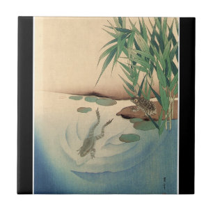 Carreau Grenouilles dans un étang, art japonais circa des