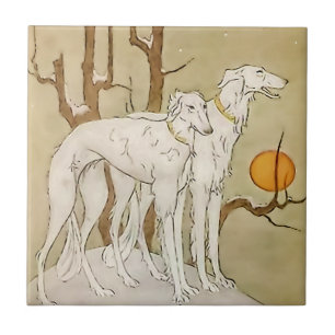 Carreau "Greyhounds in Winter" de Marjorie Miller