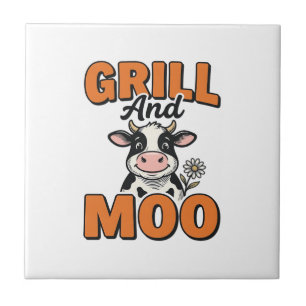 Carreau Grill à vache drôle et conception de T-Shirt vinta