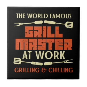 Carreau Grill Master At Work Grilling Chilling Funny Bq P