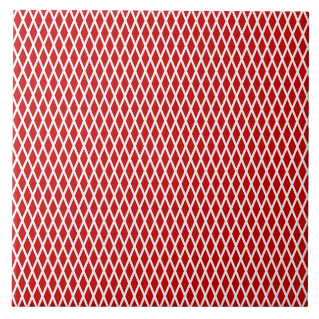 Carreau Grille diamant motif, moderne, simple, rouge, blan (Devant)
