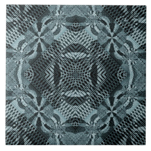 Carreau Grille fractale moderne Bleu floral Beauté