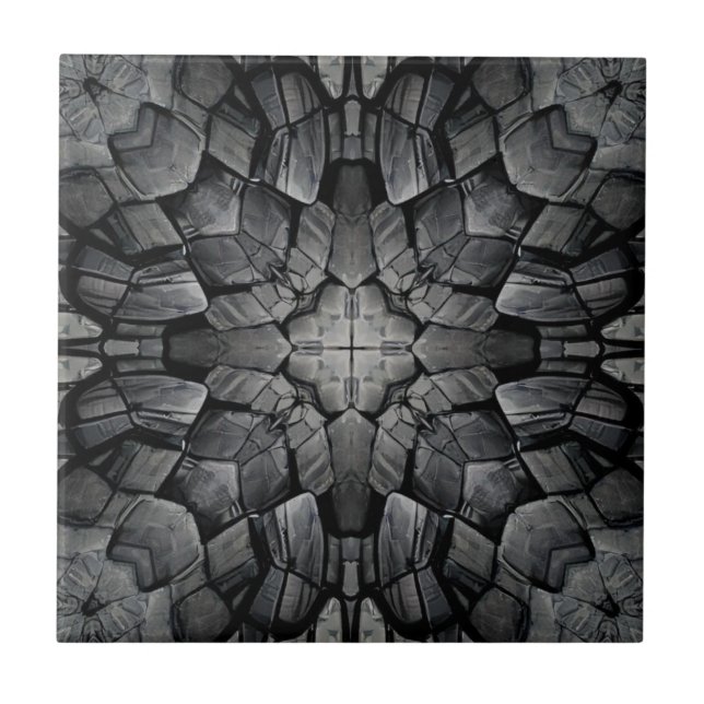 Carreau Gris 4 étoiles géométrique mosaïque de pierre  (Devant)