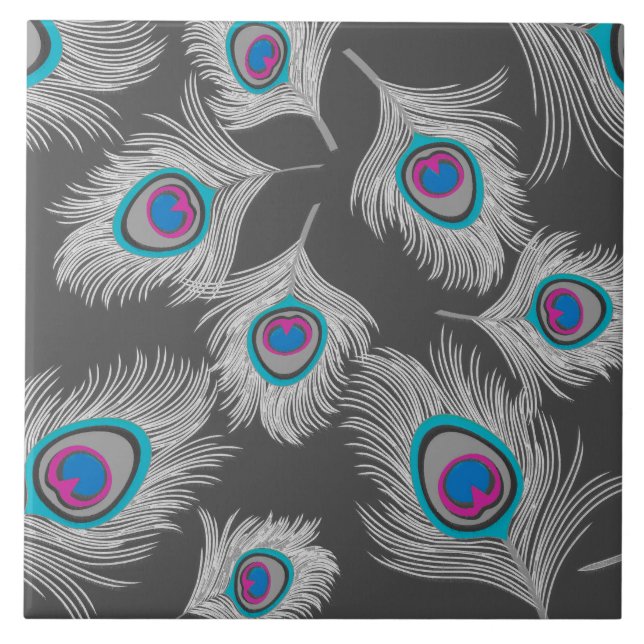 Carreau Gris argenté / Gris Plumes de paon gris sur Graphi (Devant)