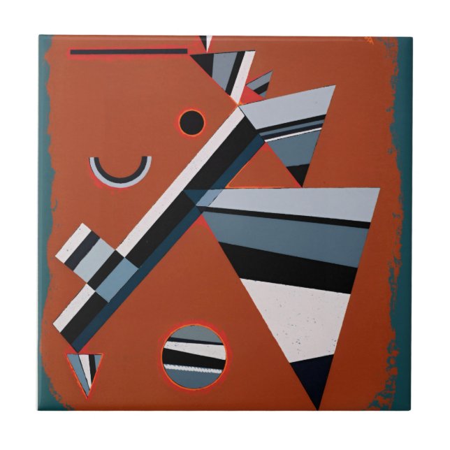 Carreau Gris de Kandinsky Peinture Abstraite Art moderne (Devant)