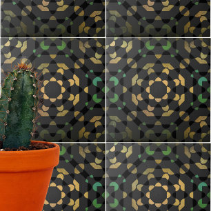 Carreau Gris foncé Vert Jaune Marocain Mosaïque géométriqu