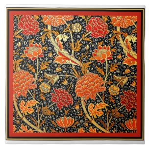 Carreau Gris, motif vintage coloré (encadré)