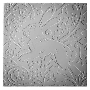Carreau Gris Ombre Lapin Bois Embossés Nature Florale