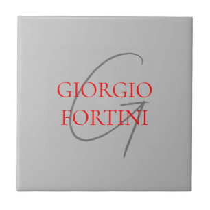Carreau Gris Rouge Votre nom Monogramme initial Moderne