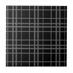 Carreau Gris Sur Tartan Noir Plaid Design Motif