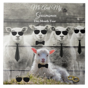Carreau Groomsmen Moutons Horloge Bébé Agneau