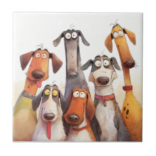 Carreau Groupe de chiens fous drôles