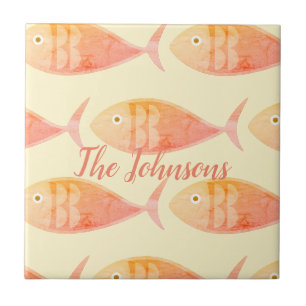 Carreau Groupe de poissons saumons