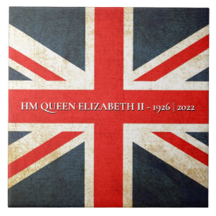 Carreau Grunge British Union Jack QE2 Carrelage commémorat