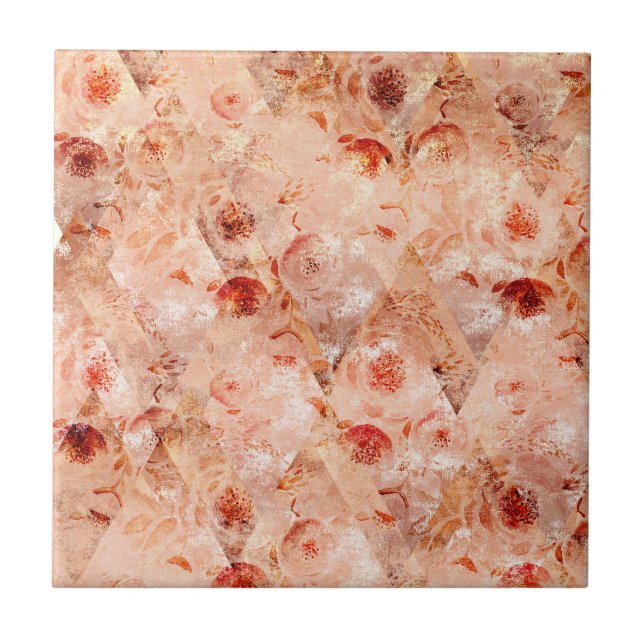 Carreau Grunge motif floral. Arrière - plan de corail. (Devant)
