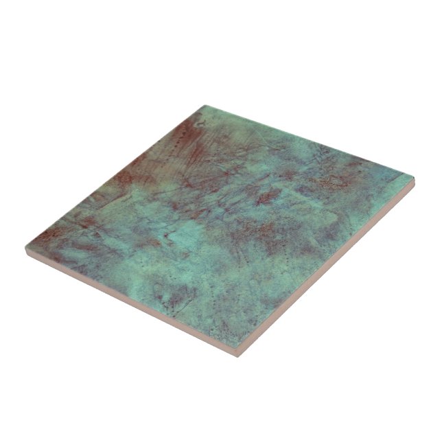 Carreau Grunge texturisée d'en cuivre de turquoise (Côté)