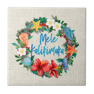 Carreau Guirlande hawaïenne de Noël de Mele Kalikimaka