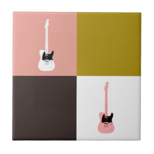 Carreau Guitare blanche rose or au chocolat ivoire rose
