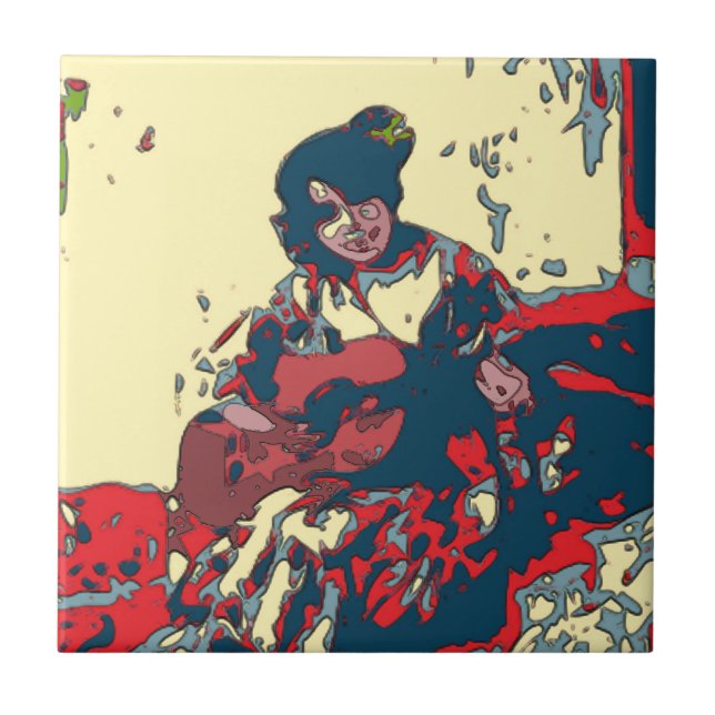 Carreau Guitare flamenco Femme Carrelage en céramique (Devant)