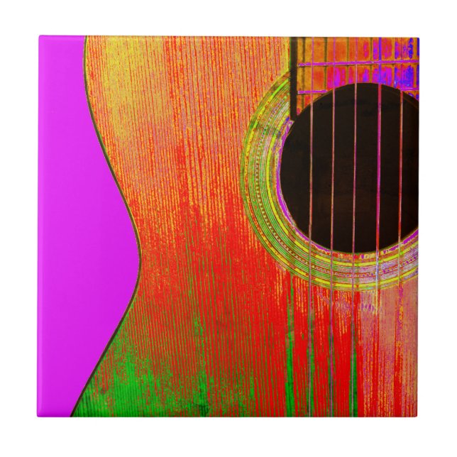 Carreau Guitare musicale rouge et violet Abstrait (Devant)
