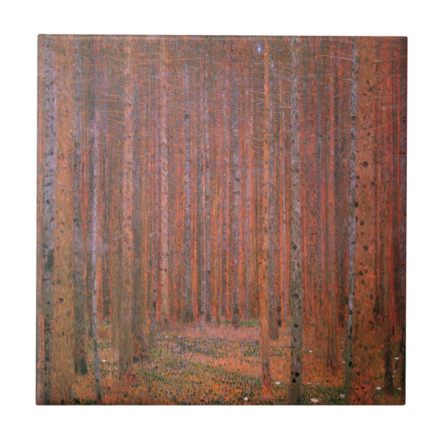 Carreau Gustav Klimt Fir Forêt Tannenwald Arbres rouges (Devant)