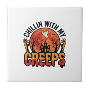 Carreau Halloween Chillin avec mes Creeps Vintage T-Shirt