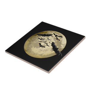 Carreau Halloween Pleine lune De Récolte Et Bateaux De Vol
