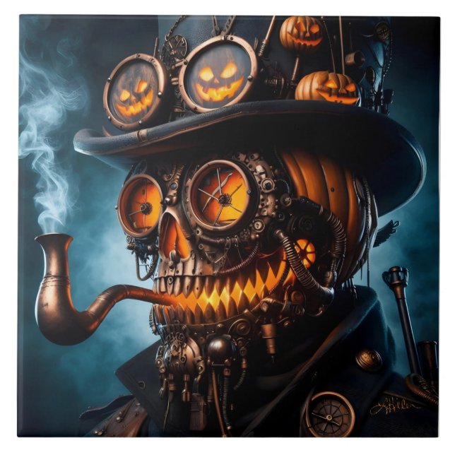 Carreau Halloween Steampunk Gothique Jack-O-Lantern (Devant)