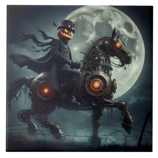 Carreau Halloween Steampunk Horseman sans tête (Devant)