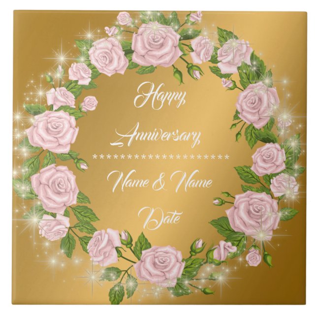 Carreau Happy Customize Gold Rose Anniversary (Devant)