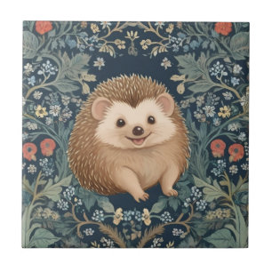 Carreau Happy Hdgehog William Morris style Floral droit