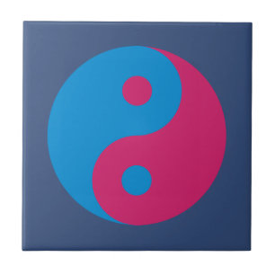 Carreau Harmonie colorée de Yin Yang bleue et rose