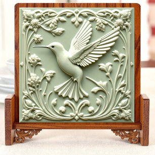 Carreau Harmonie verte de l'oiseau - Carrelage en céramiqu
