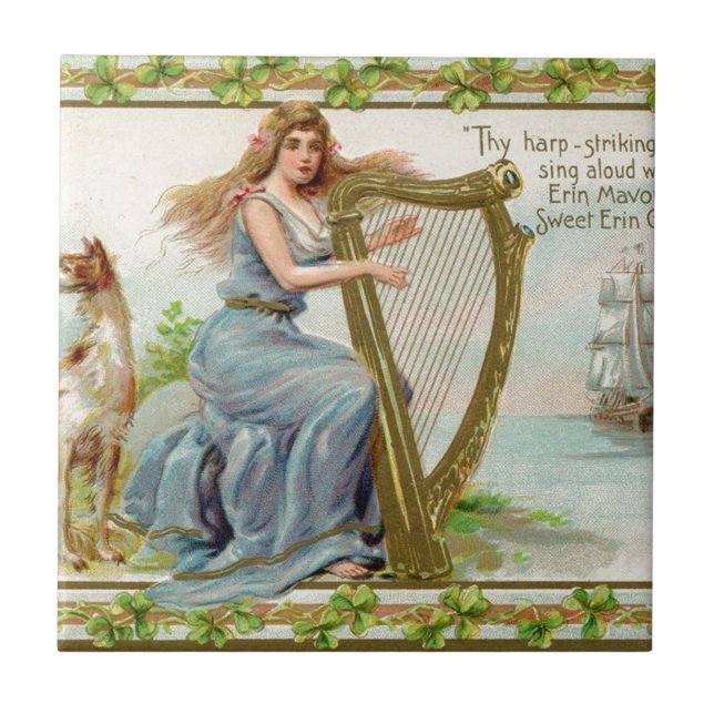 Carreau Harpe et dame du jour de Saint patrick (Devant)