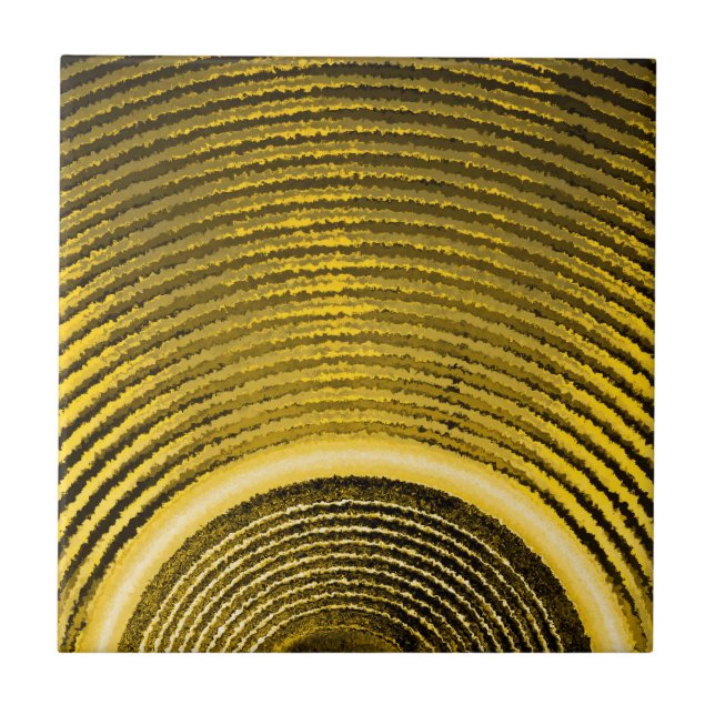 Carreau Haut-parleur de musique jaune et ondes sonores (Devant)