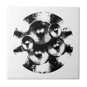Carreau Haut-parleurs de musique noir et blanc