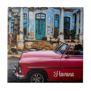 Carreau Havana Cuba Voiture rouge Vintage