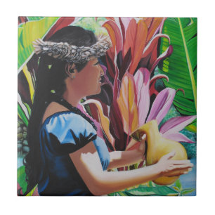 Carreau Hawaiian Hula Girl Dancer avec Ipu
