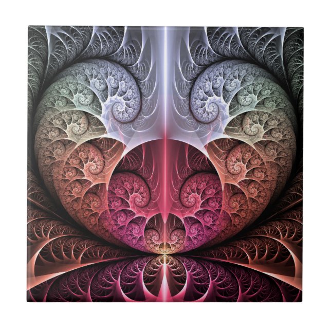 Carreau Heartbeat, Abstrait surreal Imaginaire Fractal Art (Devant)