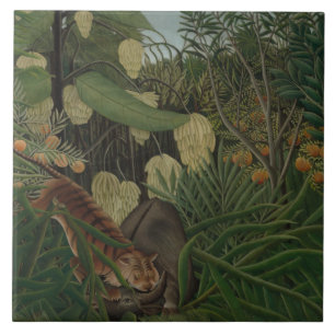 Carreau Henri Rousseau - Combat entre un tigre