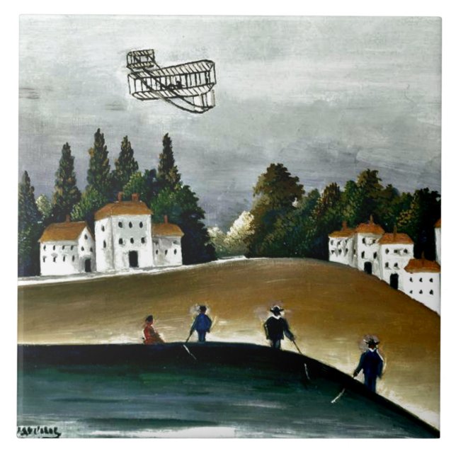 Carreau Henri Rousseau - Les Pêcheurs et le Biplane (Devant)